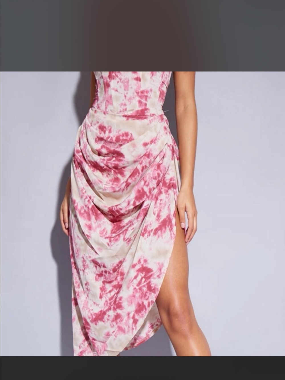 PrettyLittleThing Pink Tie-Dye Draped asymmetrical skirt